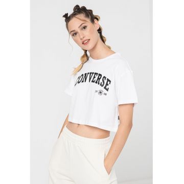 Tricou crop din bumbac Collegiate