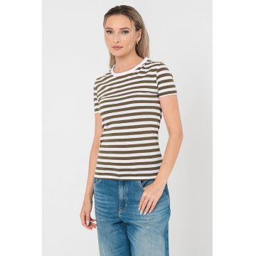 Tricou din bumbac cu model in dungi Esla