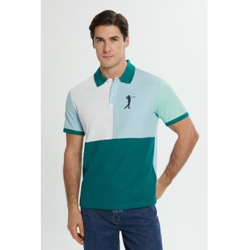 Tricou polo colorblock de bumbac