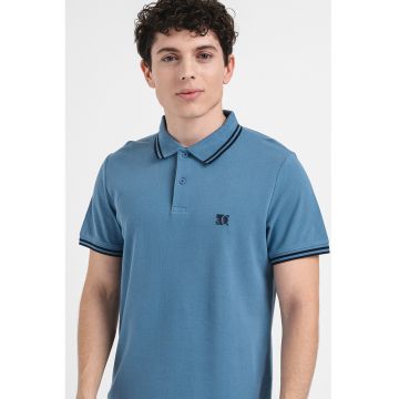 Tricou polo de bumbac cu fenta cu nasturi