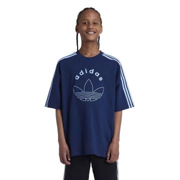 adidas Originals tricou de bumbac pentru copii culoarea albastru marin, cu imprimeu, IZ4549