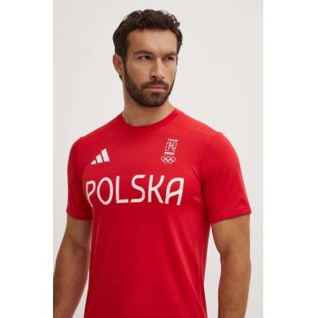 adidas Performance tricou de antrenament HIIT Polska culoarea rosu, cu imprimeu, JF6680