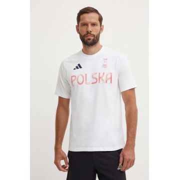 adidas Performance tricou Polska barbati, culoarea alb, cu imprimeu, JF6672