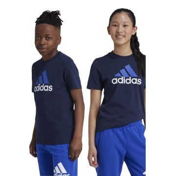 adidas tricou de bumbac pentru copii U BL 2 TEE culoarea albastru marin, cu imprimeu, IX9529