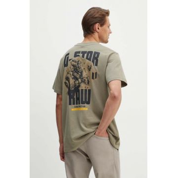 G-Star Raw tricou din bumbac barbati, culoarea verde, cu imprimeu, D24690-C336