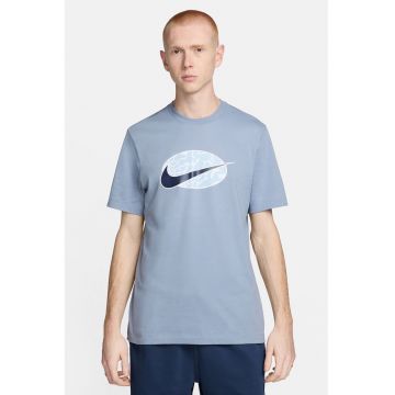 Tricou cu decolteu la baza gatului si imprimeu logo Swoosh