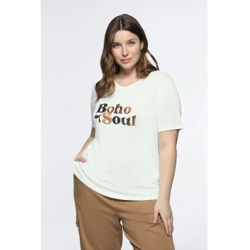 Tricou din amestec de modal cu imprimeu text