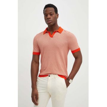 United Colors of Benetton polo de bumbac culoarea portocaliu, modelator