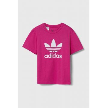 adidas Originals tricou de bumbac pentru copii TREFOIL TEE culoarea roz, IY7419