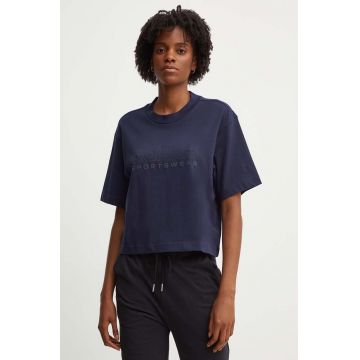 adidas tricou din bumbac All SZN femei, culoarea albastru marin, IW1061