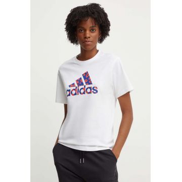 adidas tricou din bumbac femei, culoarea alb, IY3435