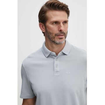 Armani Exchange polo de bumbac culoarea gri, neted, 3DZFAB ZJXUZ