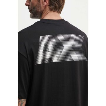 Armani Exchange tricou din bumbac barbati, culoarea negru, cu imprimeu, 3DZTHJ ZJBYZ