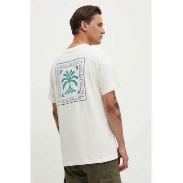 Billabong tricou din bumbac TROPPO barbati, culoarea bej, cu imprimeu, ABYZT02400