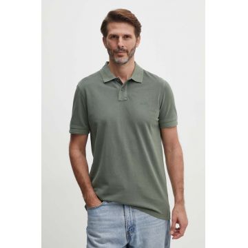 Boss Orange polo de bumbac culoarea verde, neted, 50507813