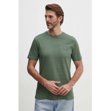 BOSS Orange tricou din bumbac bărbați, culoarea verde, uni, 50508584