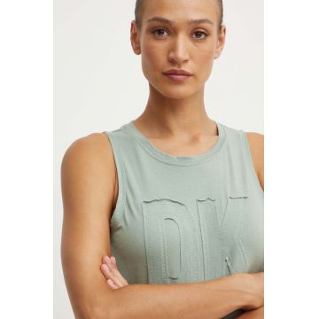 Dkny top din bumbac culoarea verde