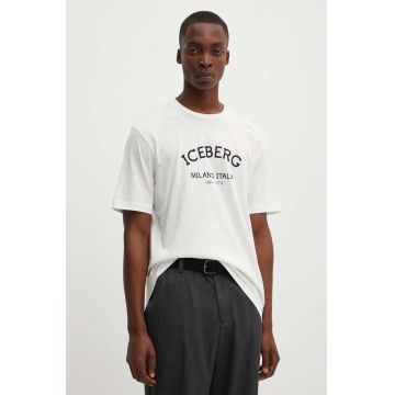 Iceberg tricou din bumbac culoarea bej, cu imprimeu