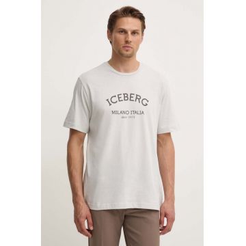 Iceberg tricou din bumbac culoarea gri, cu imprimeu