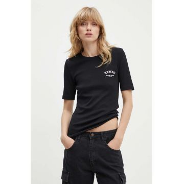 Iceberg tricou din bumbac femei, culoarea negru, F071 6302