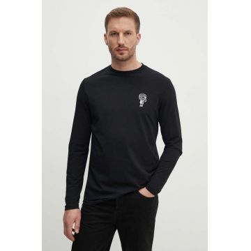 Karl Lagerfeld longsleeve barbati, culoarea negru, cu imprimeu, 543221.755405