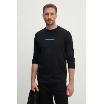 Karl Lagerfeld longsleeve barbati, culoarea negru, cu imprimeu, 543221.755406