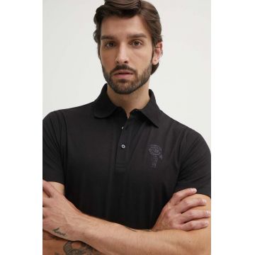 Karl Lagerfeld polo de bumbac culoarea negru, cu imprimeu, 542241.745422