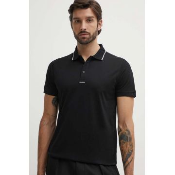 Karl Lagerfeld polo de bumbac culoarea negru, neted, 542200.745002