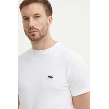 Karl Lagerfeld tricou barbati, culoarea alb, neted, 542221.755051