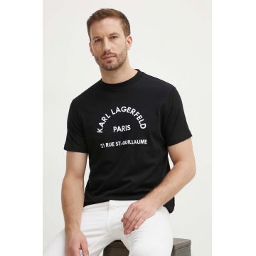 Karl Lagerfeld tricou din bumbac barbati, culoarea negru, cu imprimeu, 542224.755081