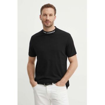 Karl Lagerfeld tricou din bumbac barbati, culoarea negru, neted, 542224.755159