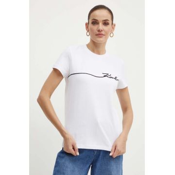 Karl Lagerfeld tricou din bumbac femei, culoarea alb, 245W1706