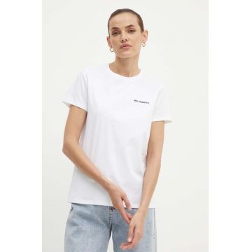 Karl Lagerfeld tricou din bumbac femei, culoarea alb, 245W1714