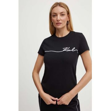 Karl Lagerfeld tricou din bumbac femei, culoarea negru, 245W1706