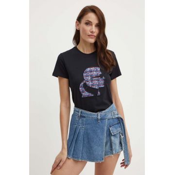 Karl Lagerfeld tricou din bumbac femei, culoarea negru, 245W1711