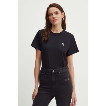 Karl Lagerfeld tricou din bumbac femei, culoarea negru, 245W1712