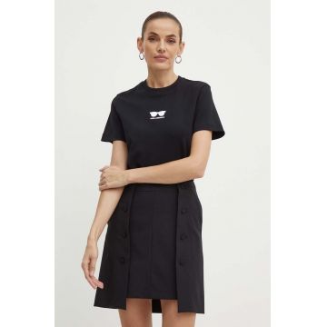 Karl Lagerfeld tricou din bumbac femei, culoarea negru, 245W1717