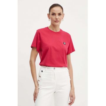 Karl Lagerfeld tricou din bumbac femei, culoarea roz, 245W1712