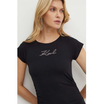 Karl Lagerfeld tricou femei, culoarea negru, 245W1700