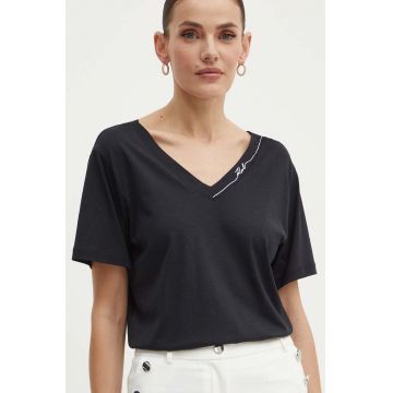 Karl Lagerfeld tricou femei, culoarea negru, 245W1709