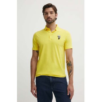 Karl Lagerfeld tricou polo barbati, culoarea turcoaz, cu imprimeu, 542221.745022