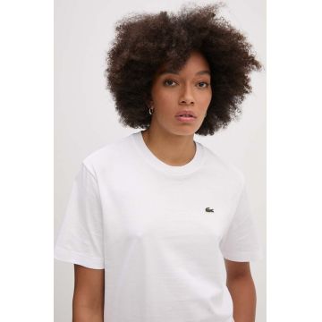 Lacoste tricou din bumbac femei, culoarea alb, TF7215