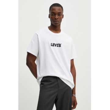 Levi's tricou din bumbac barbati, culoarea bej, cu imprimeu