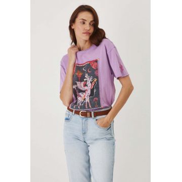 Medicine tricou din bumbac femei, culoarea violet