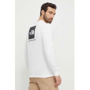 The North Face longsleeve din bumbac M L/S Redbox Tee culoarea bej, cu imprimeu, NF0A87NNFN41