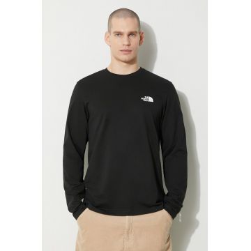 The North Face longsleeve M L/S Simple Dome Tee bărbați, culoarea negru, cu imprimeu, NF0A87QNJK31