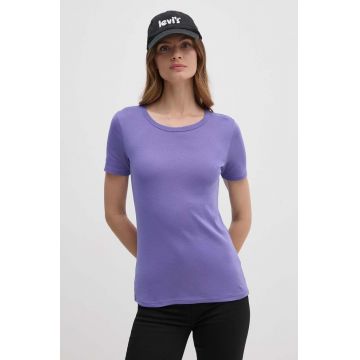 United Colors of Benetton tricou din bumbac femei, culoarea violet