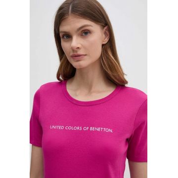 United Colors of Benetton tricou din bumbac femei, culoarea violet