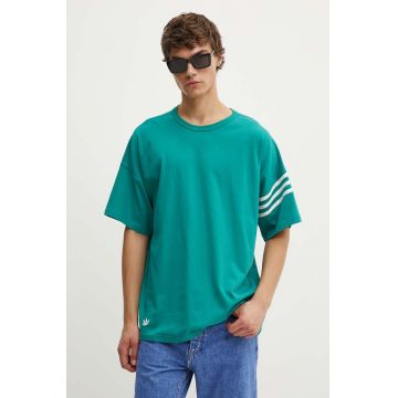 adidas Originals tricou din bumbac barbati, culoarea turcoaz, cu imprimeu, JF9136