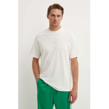 adidas tricou din bumbac All SZN barbati, culoarea bej, neted, IV5217